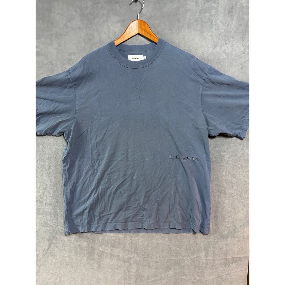 COACH Garment Dye Blue Crewneck Tee Shirt Size L